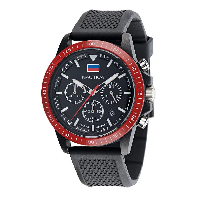 Chronograph Watches for Women Online-Nautica One Black Dial Round Case Quartz Analog Men Watch