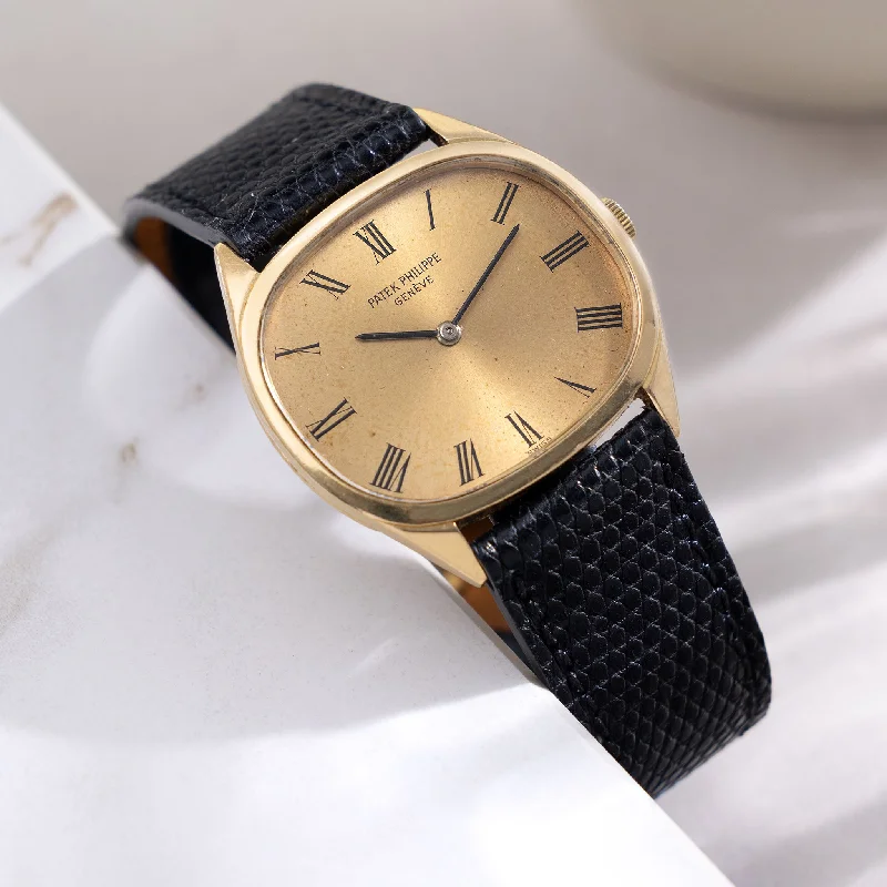 Men's Patek Philippe Gondolo Watches-Patek Philippe Golden Ellipse Champagne Dial in 18k Yellow Gold Ref. 3545