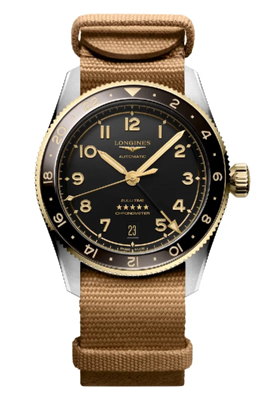 Men's Designer Dress Watches with Custom Engravings-Longines Spirit Zulu GMT 39mm L3.802.5.53.9