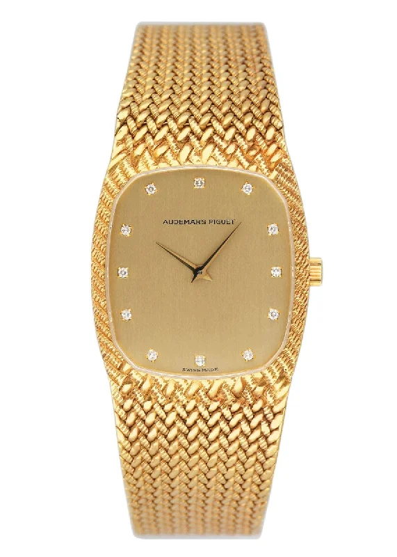 Men's Audemars Piguet Analog Watches-Audemars Piguet 4579/519 BA Diamond Champagne Ladies Watch Papers