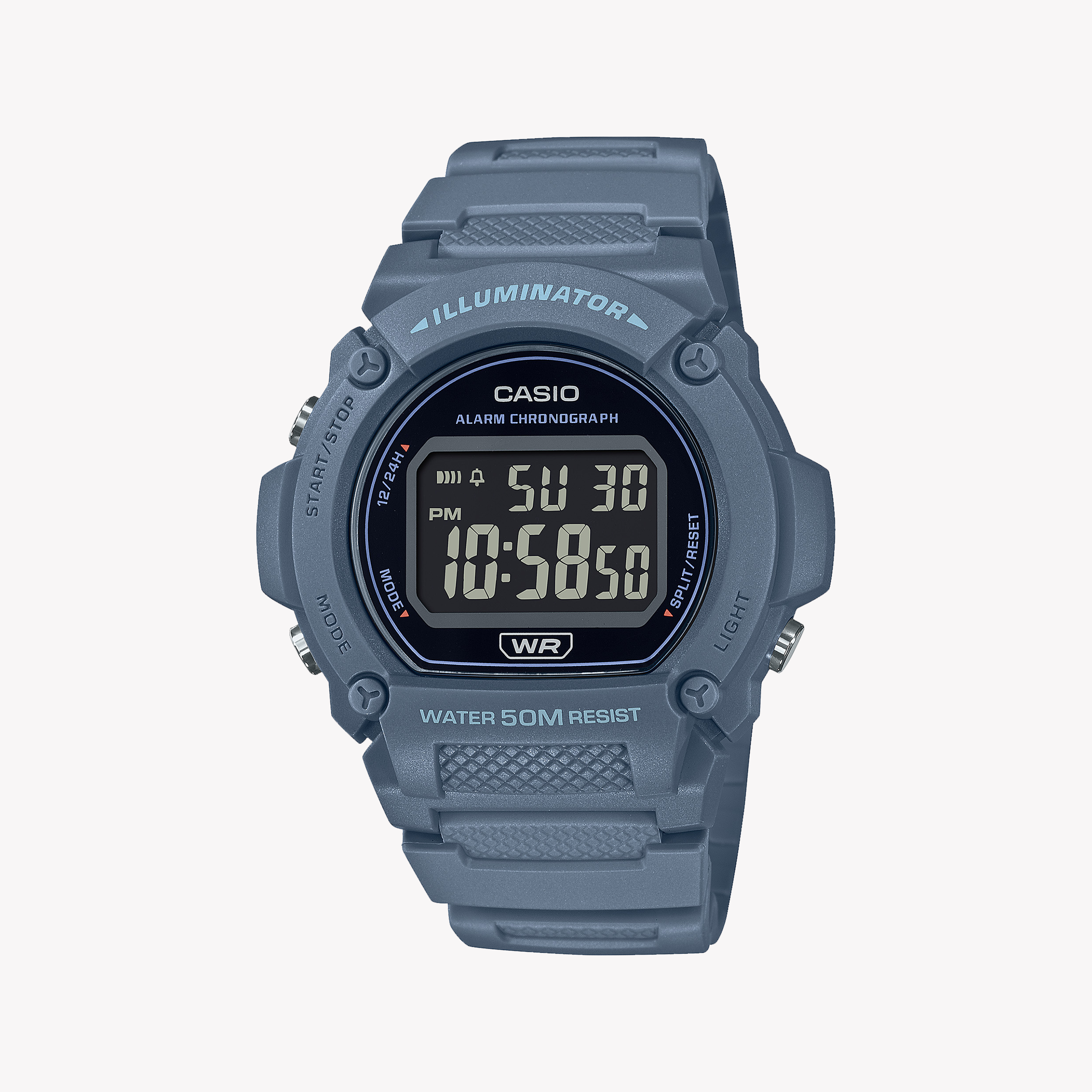 Men's Digital Watches for Customization-Casio Unisex Blue Resin Watch, Digital Display | W-219HC-2BVDF