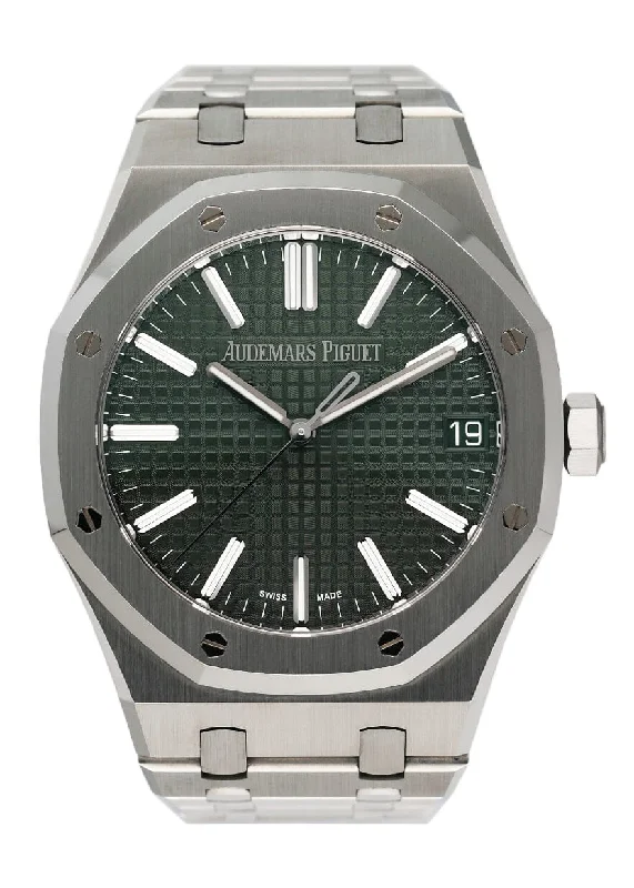 Men's Audemars Piguet Classic Design Watches-Audemars Piguet Royal Oak 15510T Green Dial Mens Watch Box Papers