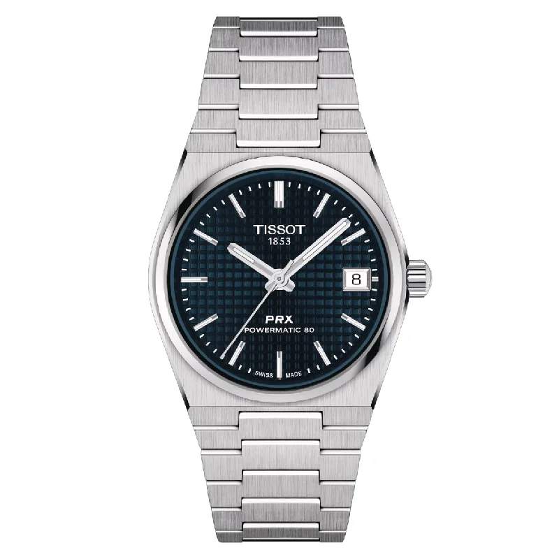 Women's Heritage Watches with Leather Straps-Tissot T-Classic PRX Blue Dial Women 35mm T1372071104100