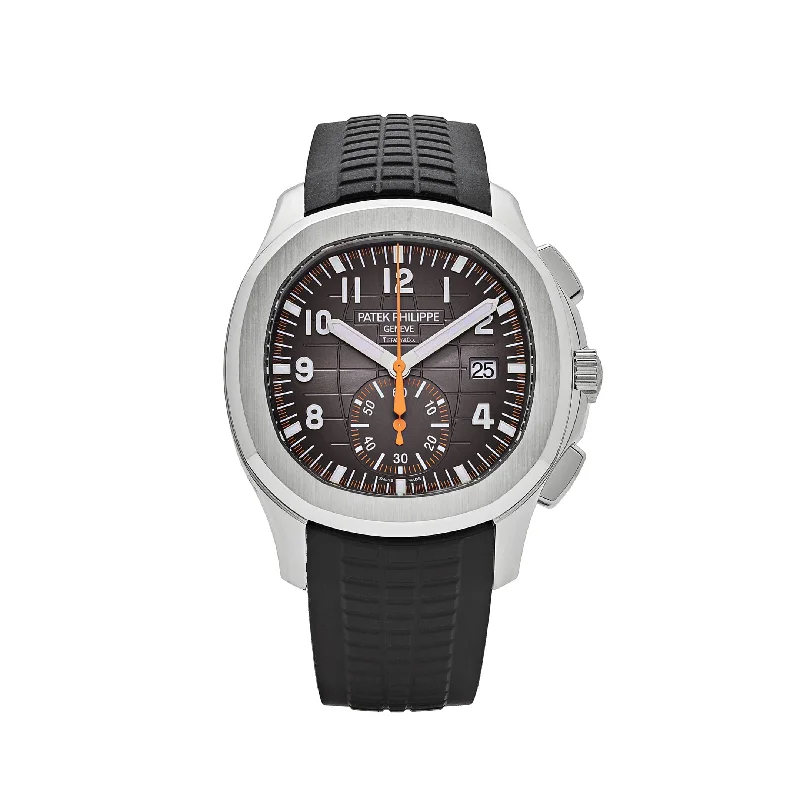 Men's Patek Philippe Watches with GPS Navigation-Patek Philippe Aquanaut Chronograph 5968A-001 'Tiffany & Co.' Stainless Steel Black Dial (2023)