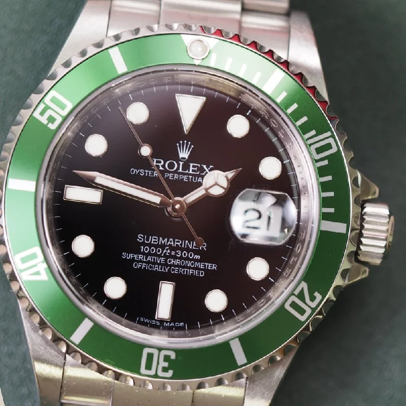 Women's Rolex Party Wear Design Watches-Rolex Submariner 16610LV Kermit (2009)