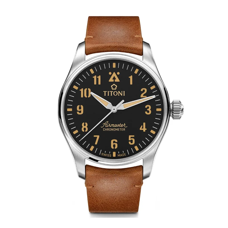 Pilot Watches for Men with Square Case Style-Airmaster Auto COSC Certified 43mm 83906-T-ST-723