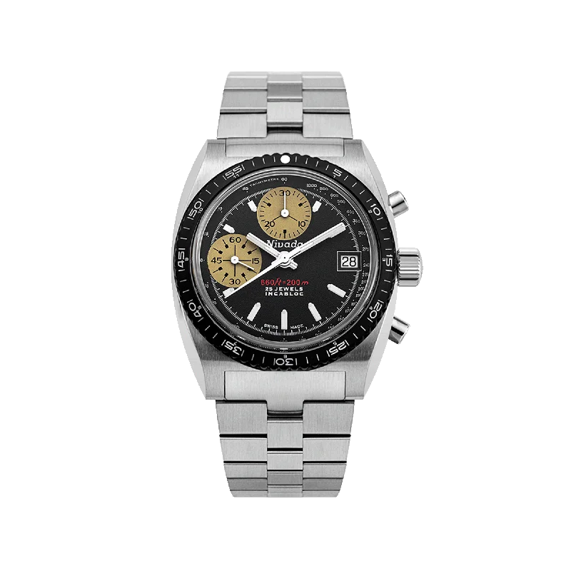 Women's Chronograph Watches with Tactical Design-Nivada Grenchen Chronosport - White Luminova