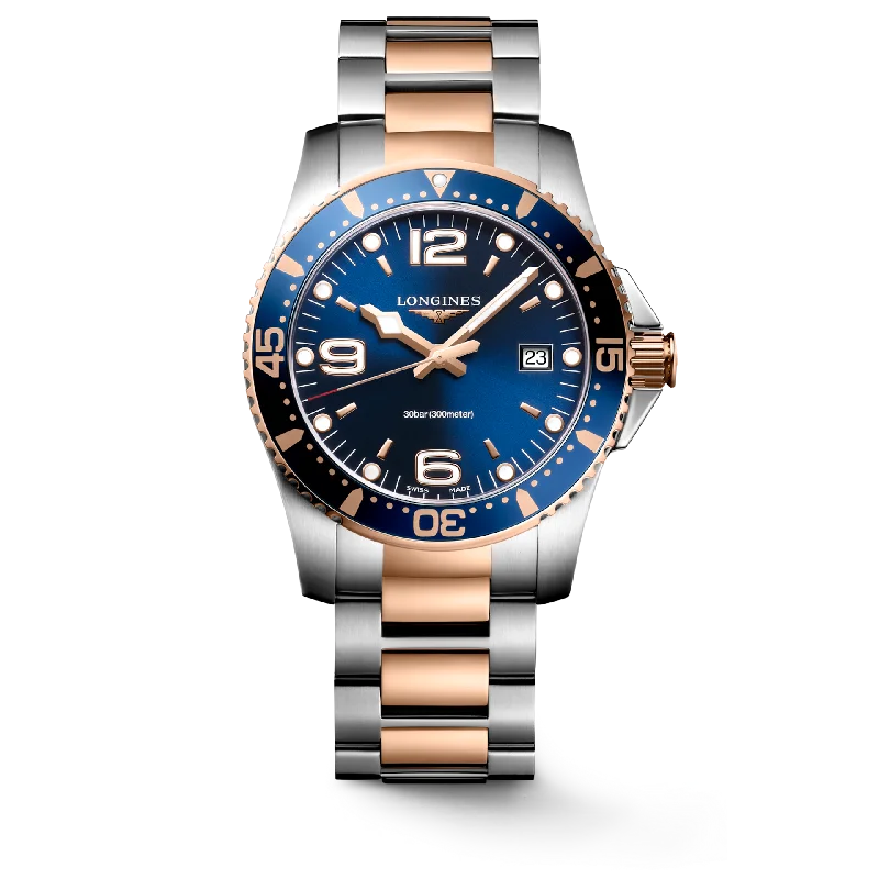 Women's Pilot Watches with Tactical Design-Longines Hydroconquest Sunray Blue Dial Men 41mm