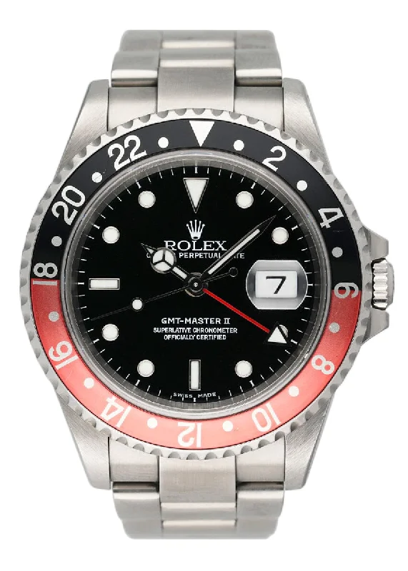 men's Rolex watches with sapphire bezel -​Rolex GMT Master II 16710 "Coke" Bezel Mens Watch Box Papers