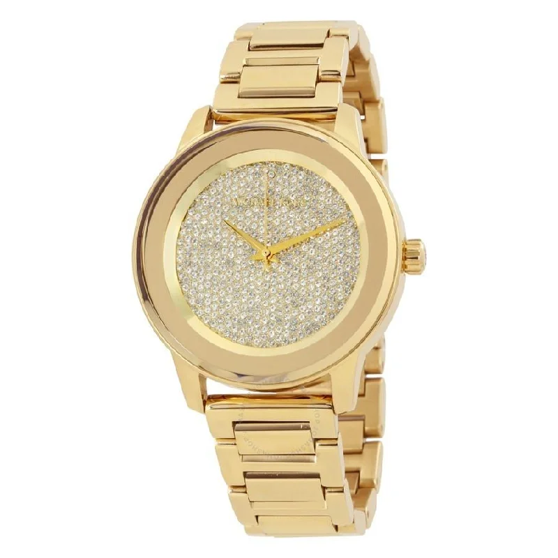 Women's Chronograph Watches for Military Personnel-Michael Kors Women's MK6209 Kinley Crystal Gold-tone Stainless Steel Watch