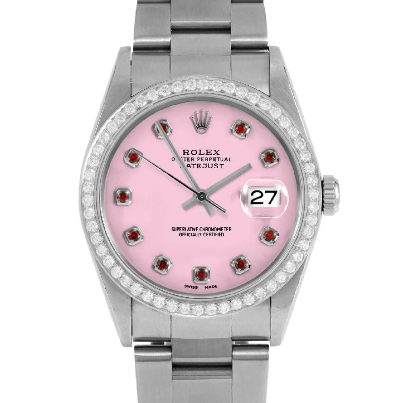 men's Rolex watches with slide rule bezel -​Rolex Datejust 36mm | 16234-PNK-RBY-AM-BDS-OYS