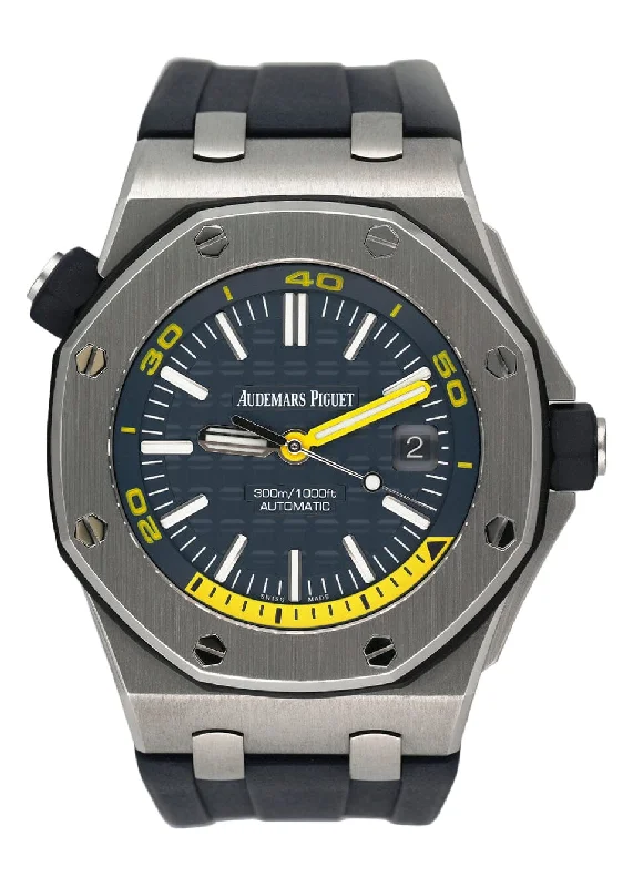 Men's Audemars Piguet Valentine's Day Watches-Audemars Piguet Royal Oak Offshore Diver 15710ST Blue Dial Mens Watch With Papers