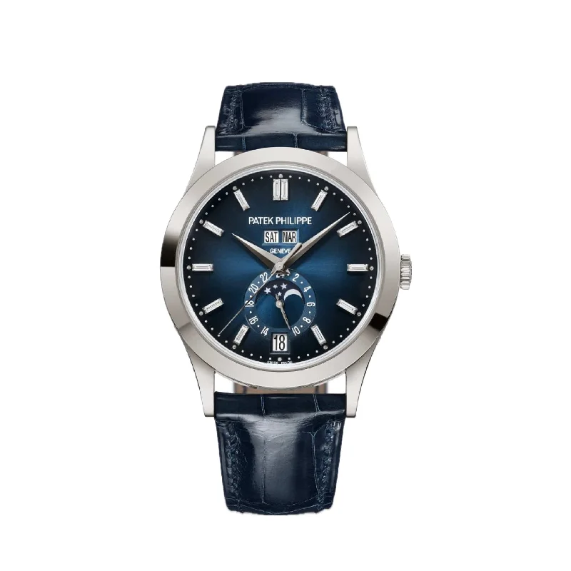 Men's Patek Philippe Watches with Classic Style-Patek Philippe Complications 5396G-017 Annual Calendar Moon Phases White Gold Blue Dial (2024)