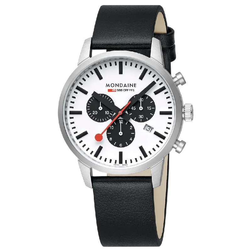 Men's Chronograph Watches with Personalized Engraving-MSD.41410.LBV Mondaine Official Swiss Railways Neo Chronograph 41mm Watch