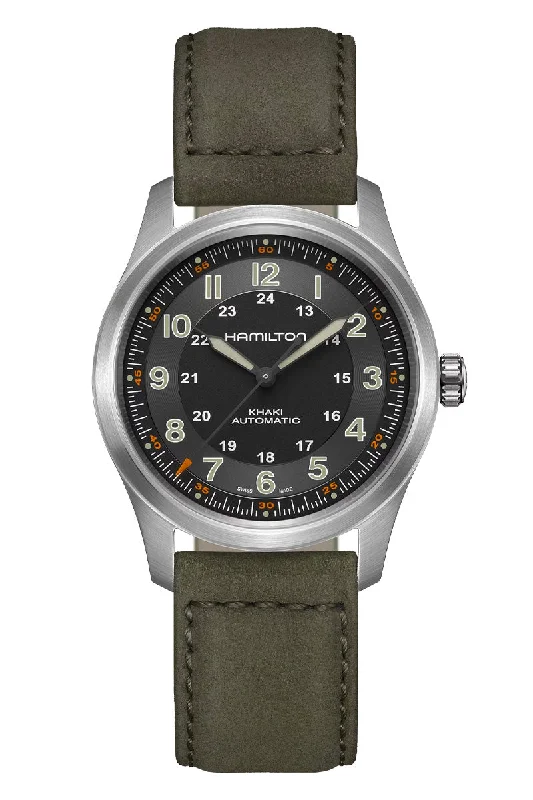 Men's Tonneau Case Dress Watches for Art Deco Style-Hamilton Khaki Field Titanium Auto H70205830