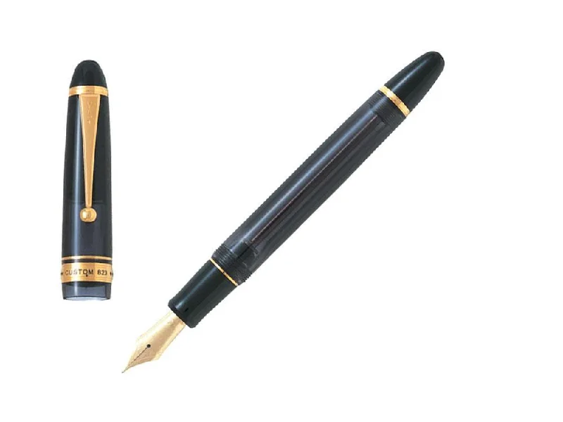 Pilot Watches for Men with Swiss Made Quality-Pilot Custom 823 Fountain Pen, Acrylic Resin, Gold trim, Black, NC823N
