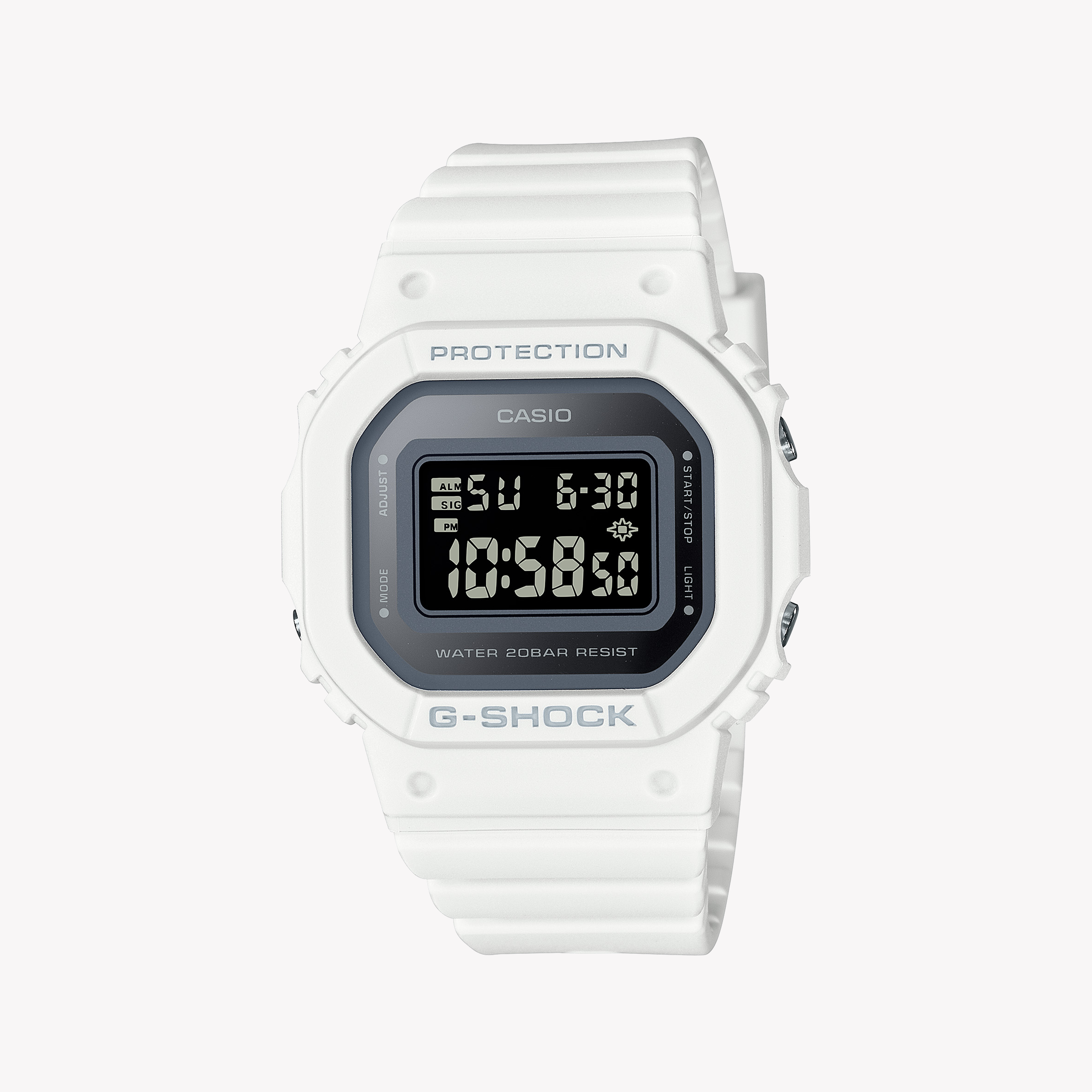 Men's Digital Watches with Altimeter Calibration-G-SHOCK Unisex White Resin Watch, Sporty Style | GMD-S5600-7DR
