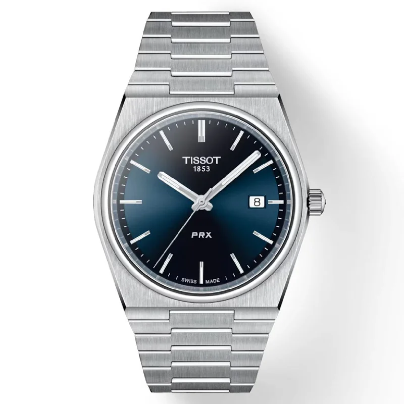 Women's Heritage Watches with Compass Calibration-Tissot T-Classic PRX Blue Dial Men 40mm T1374101104100