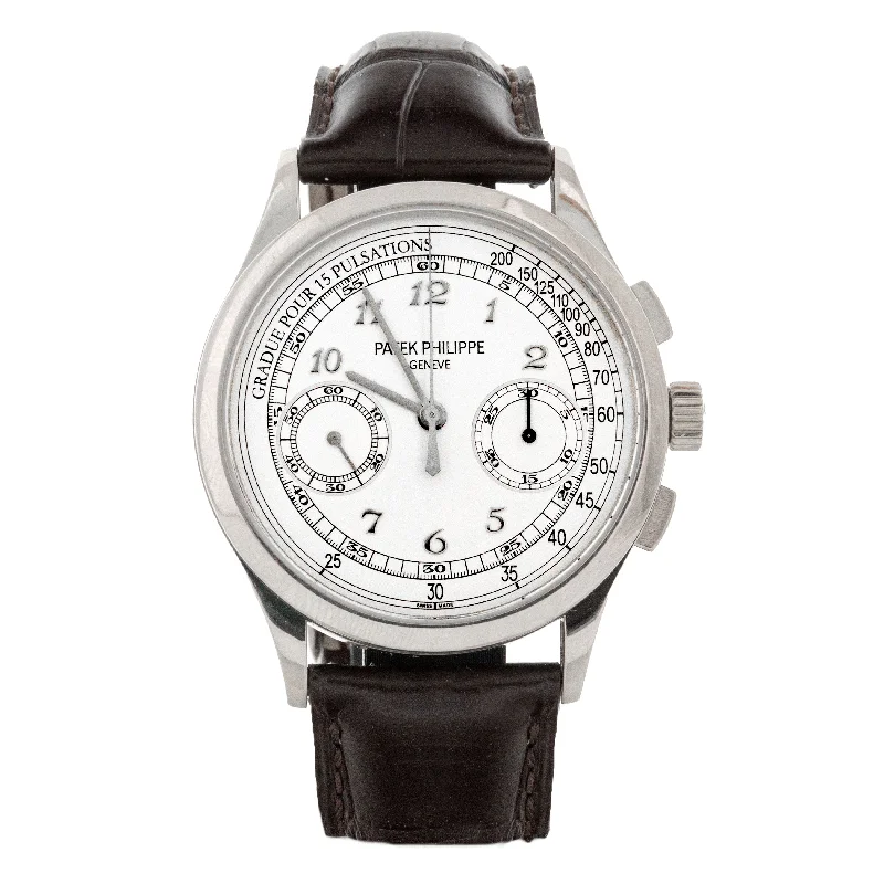 Men's Patek Philippe Watches for Customization Options-Patek Philippe Complications Chronograph White Gold Silver Dial 39mm 5170G-001