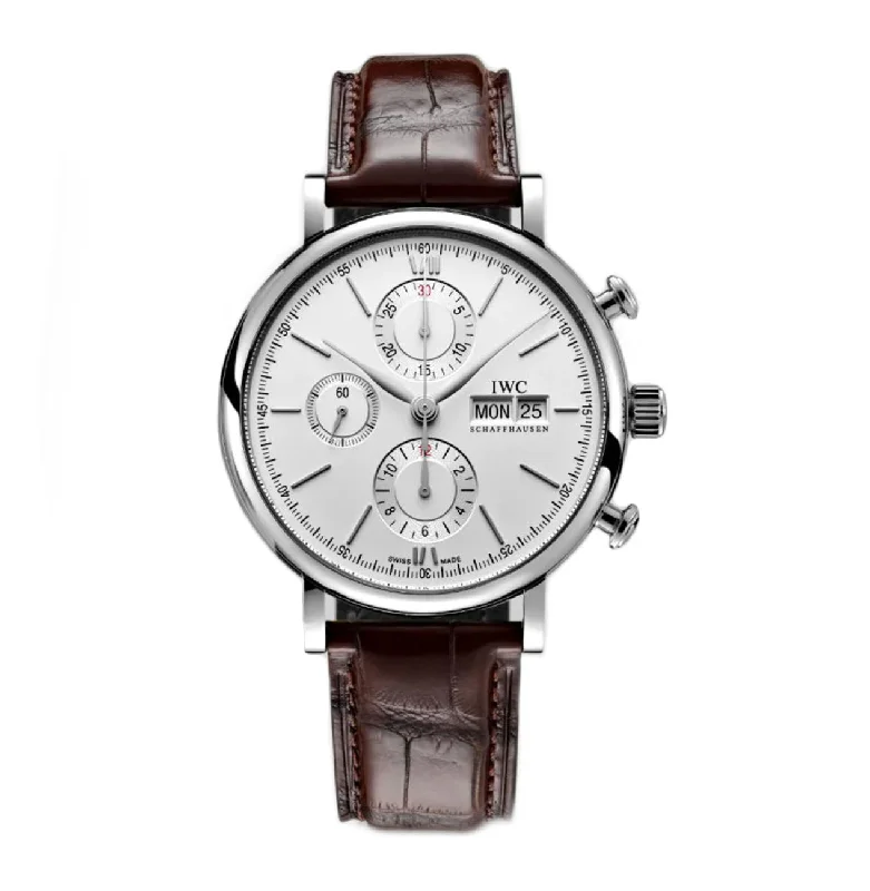 Pilot Watches for Men with Analog Display-Chronograph Steel 42mm Silver Dial