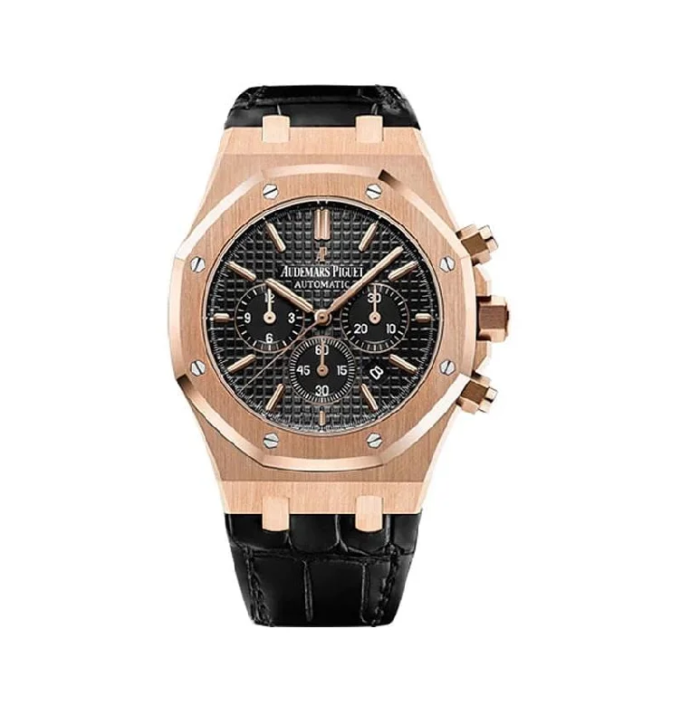 Men's Audemars Piguet Cushion Case Watches-Audemars Piguet Royal Oak 26320OR.OO.D002CR.01 Selfwinding Chronograph Rose Gold Black Dial