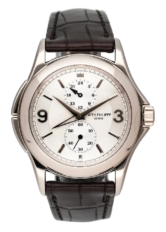 Men's Patek Philippe Watches for Collectors-Patek Philippe Calatrava Travel Time 5134G 18K White Gold Mens Watch