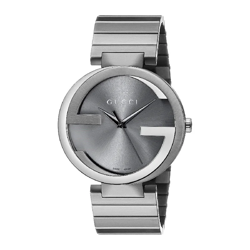 Men's Chronograph Watches for UV Protection-Gucci Men's YA133210 Interlocking G Grey Stainless Steel Watch