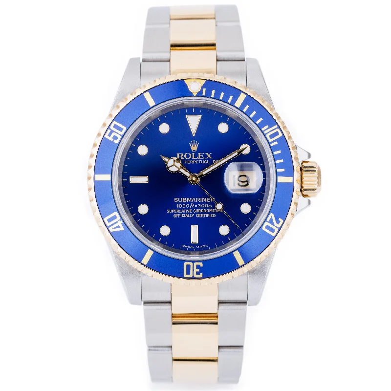men's Rolex watches with date display -​Rolex Submariner | REF. 16613 | Blue Dial | Stainless Steel & 18k Yellow Gold | Box & Papers | 2005