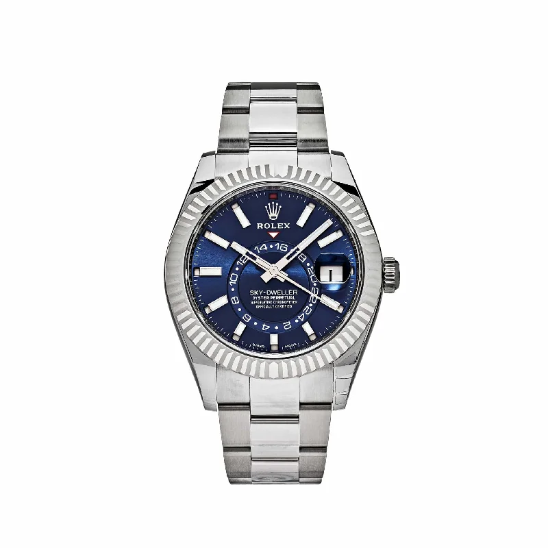 men's Rolex watches with coin-edge bezel -​Rolex Sky-Dweller 326934 Stainless Steel Blue Dial Oyster (2022)