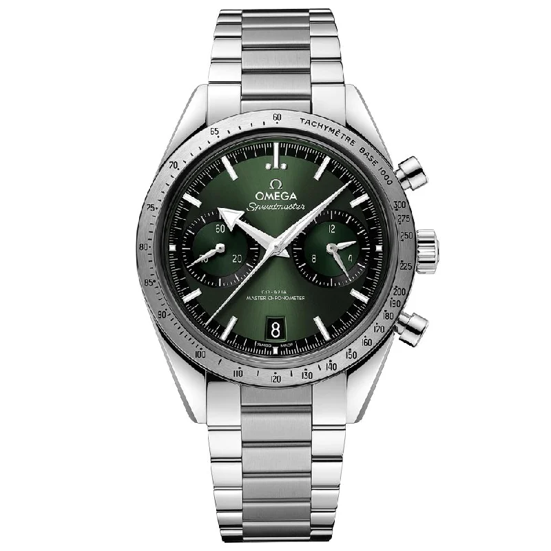 Women's Chronograph Watches for Navigation Instruments-OMEGA Speedmaster '57 Chronograph 40.5mm Green Dial Manual Wound Gents Watch 33210415110001