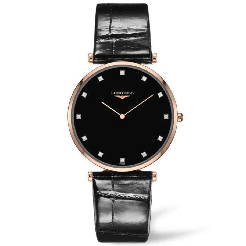 Women's Pilot Watches with Stylish Style Inspiration-Longines La Grande Classique De Longines Black Dial Women 37mm