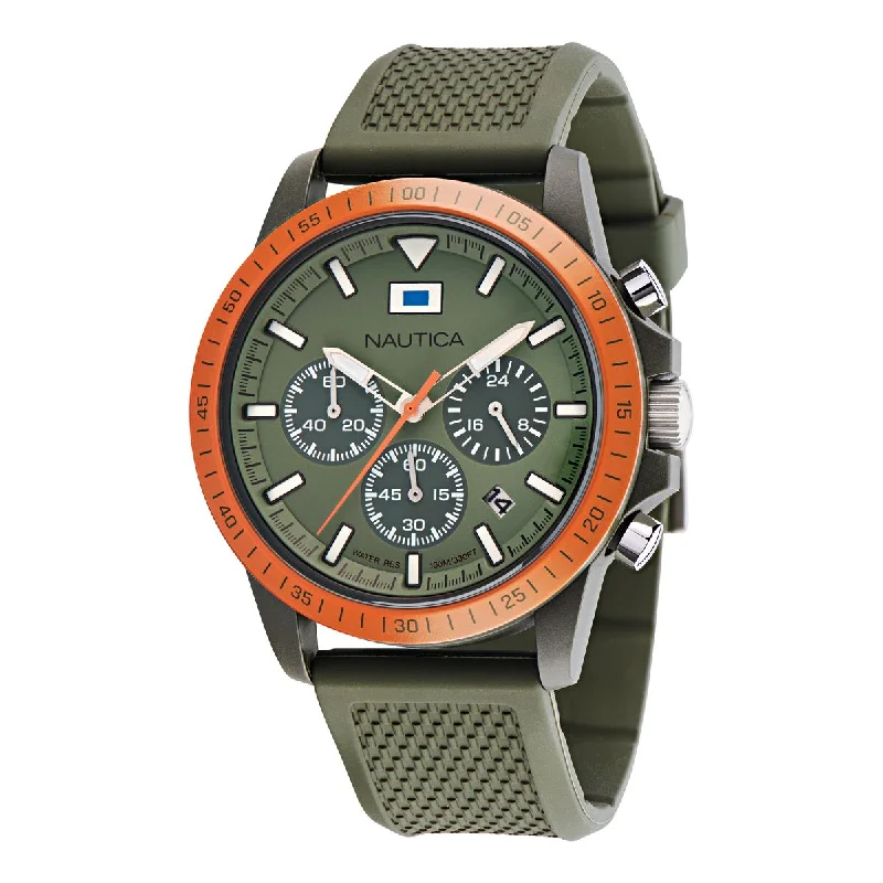 Women's Quartz Chronograph Watches-Nautica One Green Dial Round Case Quartz Analog Men Watch