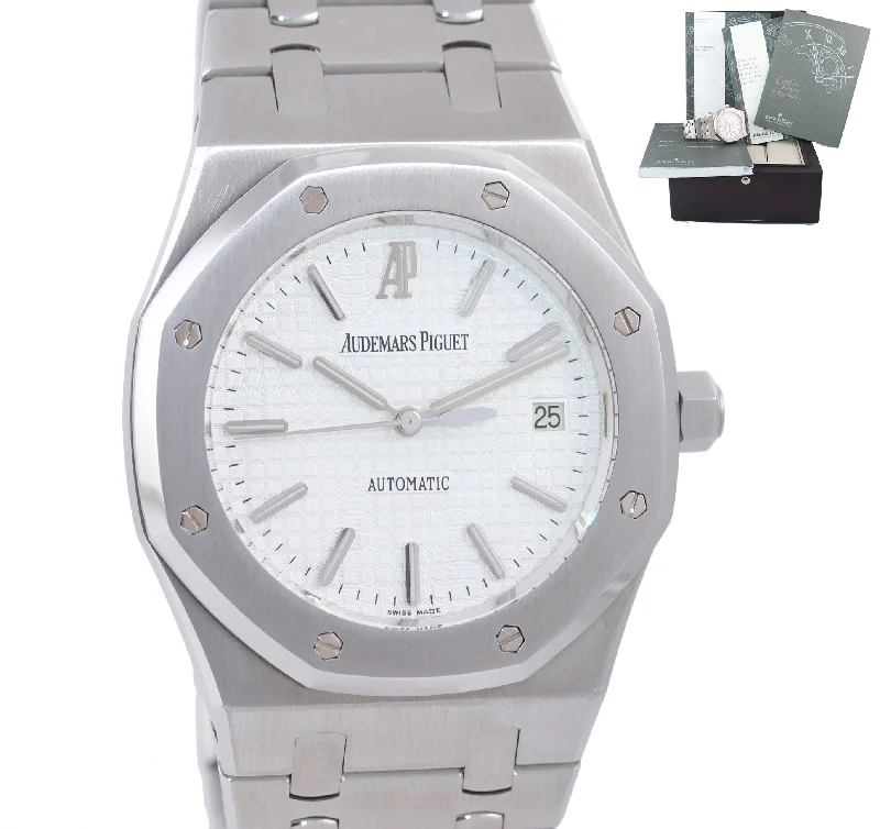 Audemars Piguet Christmas Gift Design Watches for Women-PAPERS Audemars Piguet Royal Oak Silver Stick 39mm Stainless 15300 Date Watch Bo