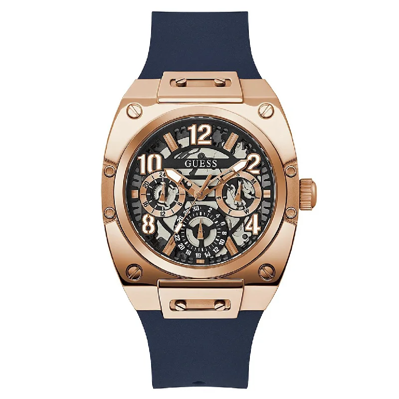 Women's Pilot Watches with Heart Rate Monitoring-Guess Prodigy Rose Gold Dial Men 41.5mm
