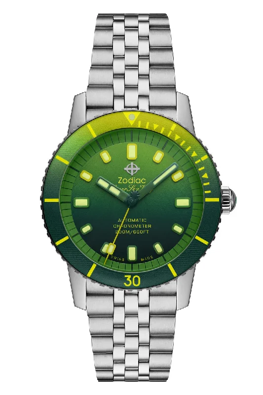 Men's Thin Case Style Dress Watches for Slim Profile-Zodiac Super Sea Wolf Compression 'Pineapple Dream' ZO9295