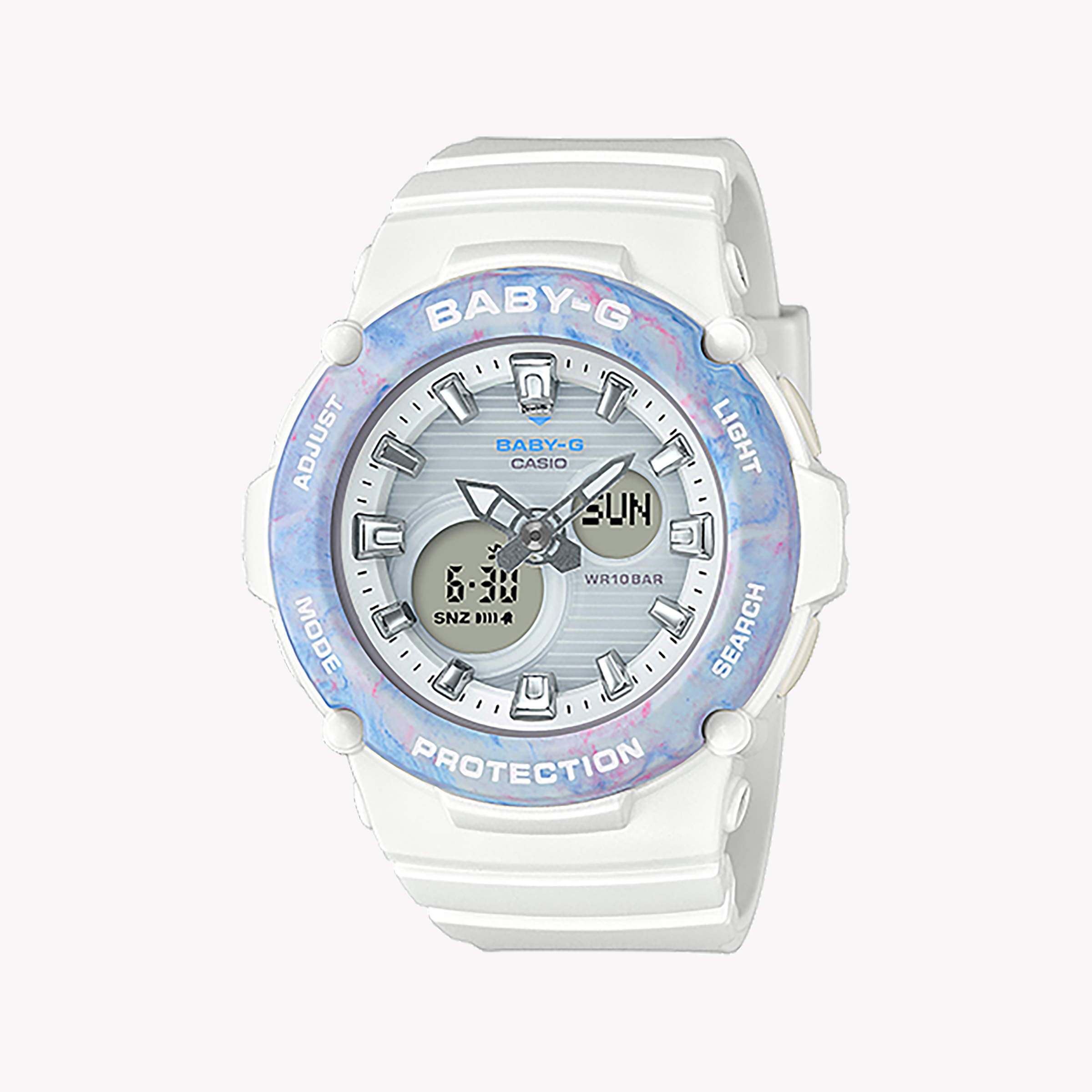 Men's Digital Watches with Compass Calibration-BGA-270M-7ADR BABY-G ADVENTURE TIMEPIECE - VIBRANT WHITE RESIN for Active Women