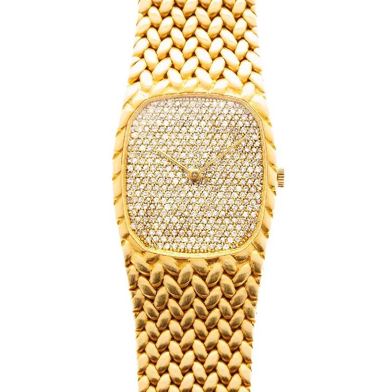 Men's Audemars Piguet Formal Event Design Watches-Audemars Piguet Yellow Gold Cobra Watch with Pave Dial