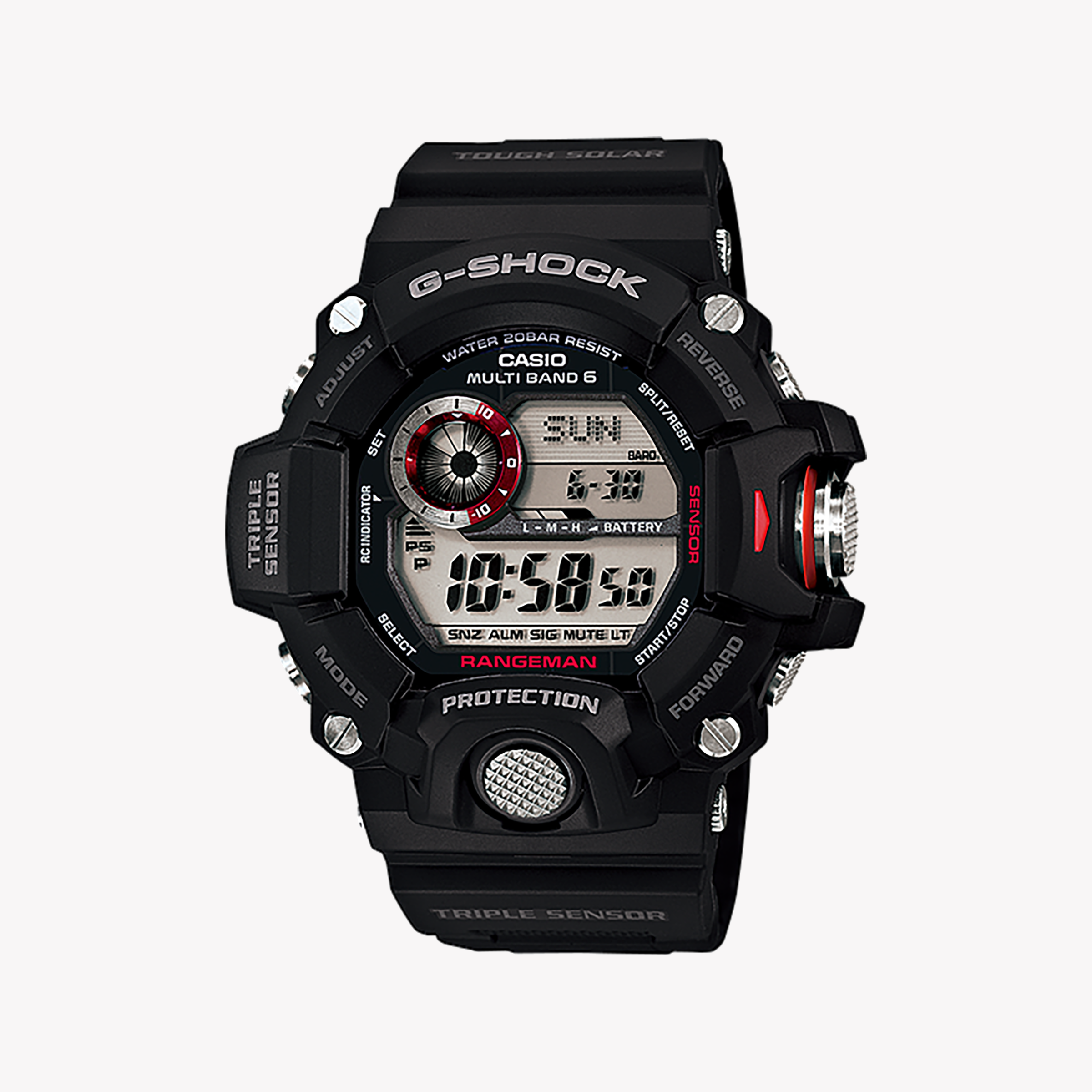 Men's Digital Watches for Law Enforcement-CASIO G-SHOCK GW-9400-1DR RUGGED ADVENTURE - MEN'S SOLAR POWERED TIMEPIECE