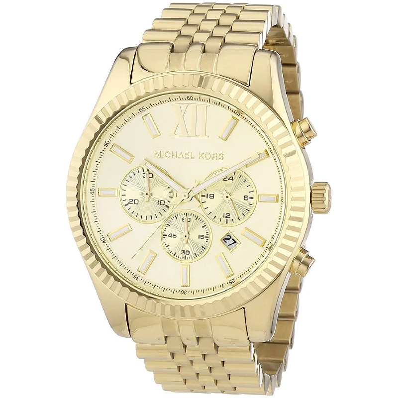 Men's Chronograph Watches with Smart Features-Michael Kors Men's MK8281 Lexington Chronograph Gold-Tone Stainless Steel Watch