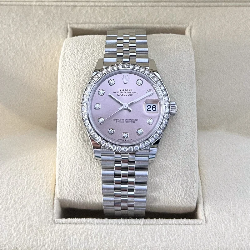 men's Rolex watches with California dial -​Rolex Datejust31 31mm Steel/WG Pink Dial Diamond Markers 2024 Ref m278384rbr-0036 (#819)