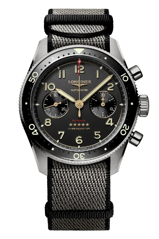Men's Limited Edition Design Dress Watches for Collectors-Longines Spirit Flyback Chronograph Titanium L3.821.1.53.2