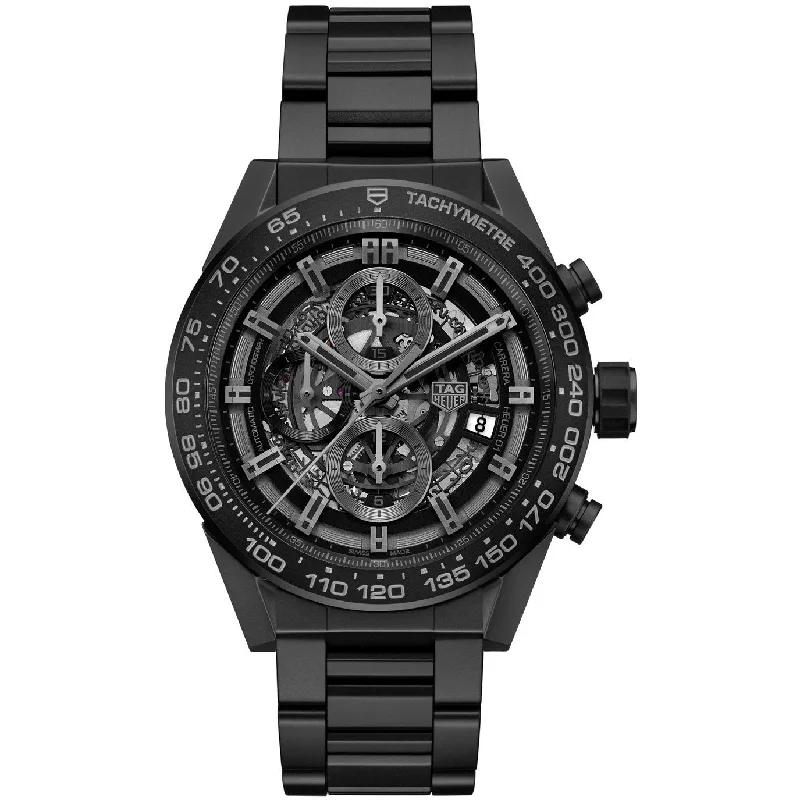 Men's Chronograph Watches for Mountain Climbing-Tag Heuer Men's CAR2A91.BH0742 Carrera Chronograph Automatic Black Ceramic Watch