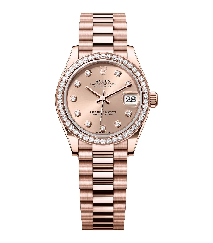 top-rated men's Rolex sports watches -​31mm 18k Everose Gold President Diamond Bezel Rose Diamond Dial