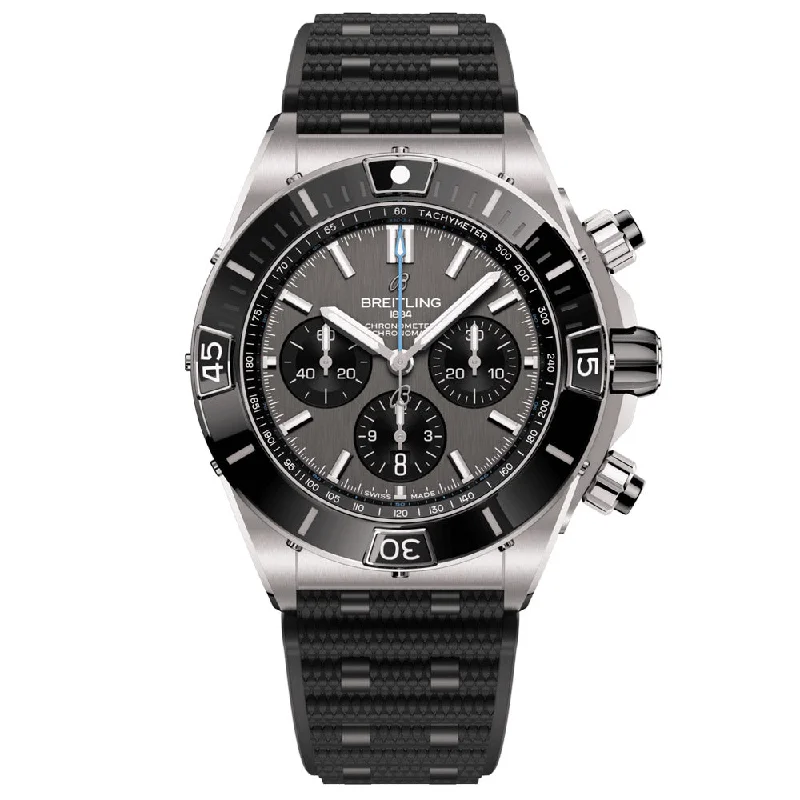 Women's Chronograph Watches with Barometer Calibration-Breitling Super Chronomat B01 44mm Anthracite Dial Titanium Automatic Chronograph Gents Watch EB0136251M1S1
