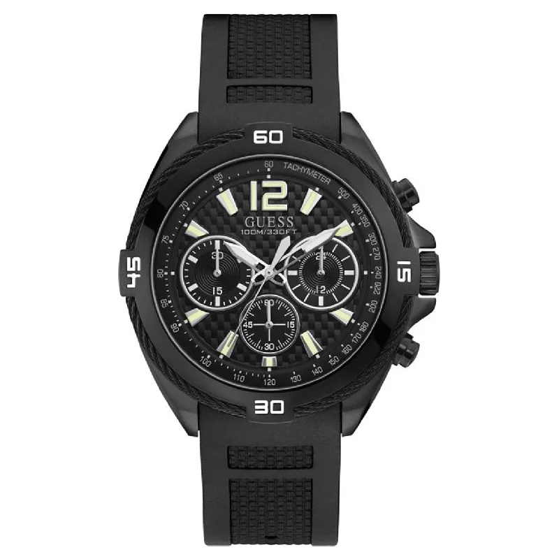 Women's Pilot Watches for Humidity Monitoring-Guess Surge Black Dial Men 44mm