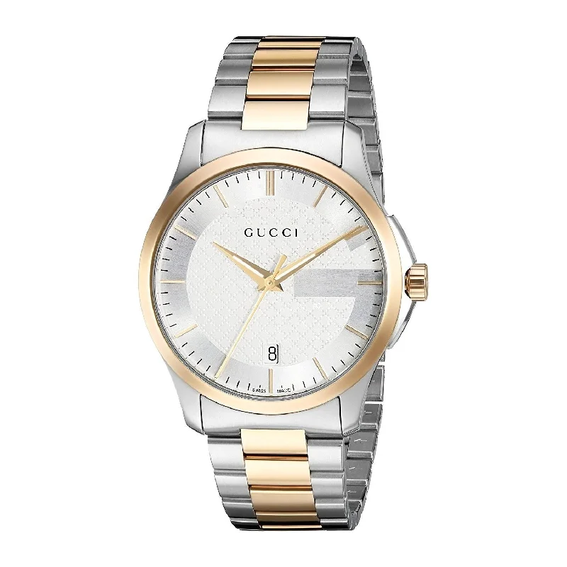 Men's Chronograph Watches with GPS Navigation-Gucci Men's YA126474 G-Timeless Two-Tone Stainless Steel Watch