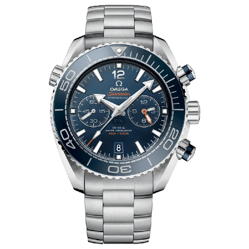 Women's Chronograph Watches with Pilot's Watch Design-OMEGA Seamaster Planet Ocean 600M Chronograph 45.5mm Blue Dial Automatic Gents Watch 21530465103001