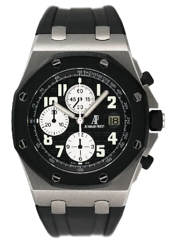 Men's Audemars Piguet Engraved Style Watches-Audemars Piguet Royal Oak Offshore 25940SK Black Dial Mens Watch Box Papers