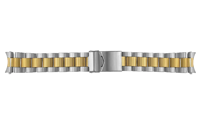 men's Rolex watches with waffle dial -​Hadley-Roma Men's Two Tone Rolex Oyster® Style Curved End Metal Bracelet Watch Band