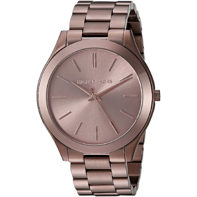 Women's Chronograph Watches with Barometer Calibration-Michael Kors Women's MK3418 Slim Runway Brown Stainless Steel Watch